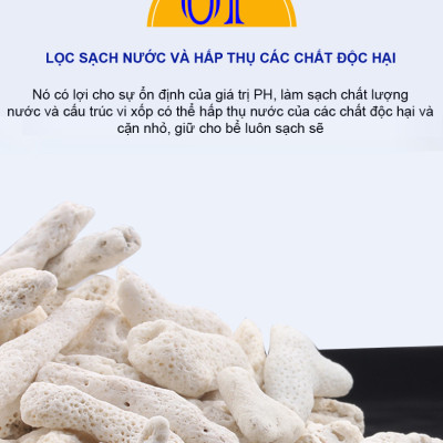 Bông Lọc + San Hô Vụn 1KG vật liệu lọc hồ cá, trang trí bể cá, hồ thủy sinh