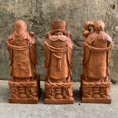 Tượng phật tam đa phúc lộc thọ bằng gỗ hương đá kt cao 40