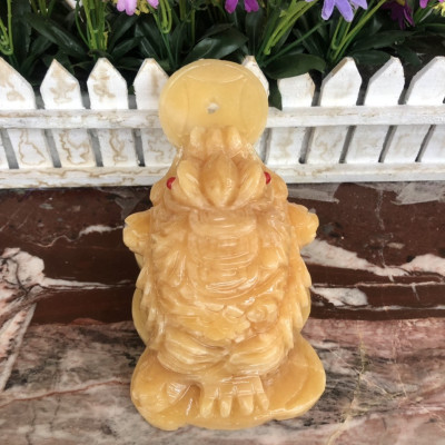 Tượng Cóc Ba Chân, Cóc Ngậm Tiền, Thiềm Thừ phong thủy chiêu tài lộc đá ngọc hoàng long - Dài 12 cm