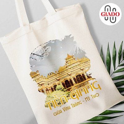 Túi canvas GIADO, túi vải bố, túi tote mẫu Tiền Giang chùa Vĩnh Tràng Mỹ Tho