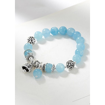 Vòng tay đá Aquamarine phối charm chuông bạc size hạt 10mm mệnh thủy, mộc - Ngọc Quý Gemstones