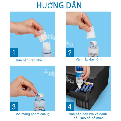 HCM- COMBO 4 màu Mực in màu Epson 003 70ml dùng cho máy in  L1110/ L3110/ L3150/ L5190/ L1216/ L1210/ L3216/ L3210/ L3250/ L3256/ L5290, hàng nhập khẩu.
