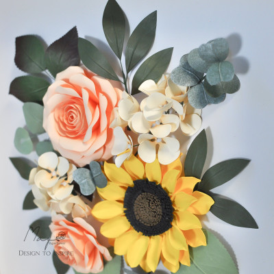 Tranh Hoa Giấy Handmade Trang Trí - Bình Minh MAYPAPERFLOWER Khung Gỗ Size 33x33cm