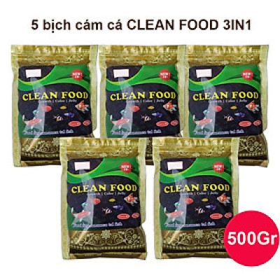 5 Gói Thức Ăn Cá Cảnh, cám Cá Koi hạt nhỡ 3mm (Cho cá size 8cm trở lên) - Nhanh lên size, lên màu, tăng cường sức đề kháng 500Gr