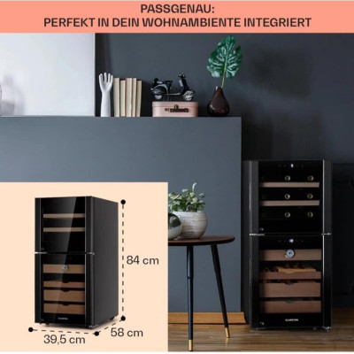 Tủ bảo quản Cigar và Rượu vang Klarstein 89L Hàng nhập khẩu