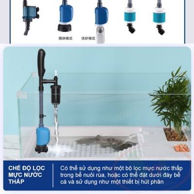 Hút phân cặn Sobo Multifunction Clean Pump BO 028 / 058 / 078 bơm chìm thay nước bể cá tép thủy sinh