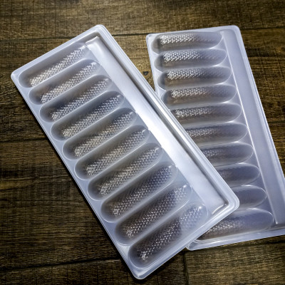 Combo 10 cái khay nhựa PS loại 10 con bảo quản và giữ dáng tôm tẩm bột/chiên