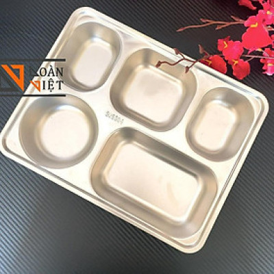 KHAY CƠM PHẦN 5 NGĂN, KHAY ĂN DẶM - Inox SUS 304 C.Lượng - Không gỉ sét, ATSK. Dày, đẹp, không bám lạ. Chuyên phục vụ Sp