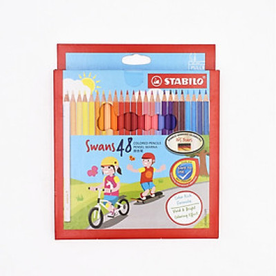 Combo bút chì màu Swans 48 màu - Hộp 48 màu + Gôm tẩy ExamGrade (CLS-48H+)
