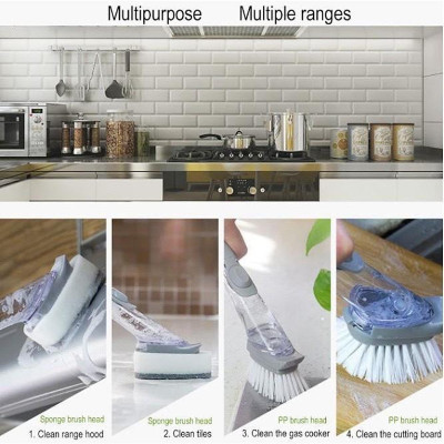 Bàn Chải Đa Năng 2in1 - Chổi Cọ Xịt Nước  Chà Xoong Nồi, Cọ Rửa Chén Bát Cán Dài Tiện Lợi - Hàng Loại 1- Chính Hãng MINIIIN - Tặng 2 miếng bọt biển rửa