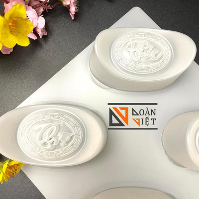 [THỎI VÀNG PLTT] Khuôn BÁNH DẺO, TRUNG THU RAU CÂU, NHẤN XÔI, BÁNH TỔ, RAU CÂU 3D - Hình THỎI VÀNG hoa văn PHÚC LỘC THỌ.