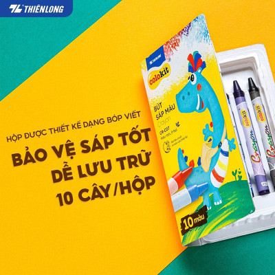 Sáp 10 màu Thiên Long Colokit CR-C07 Crayon hộp nhựa