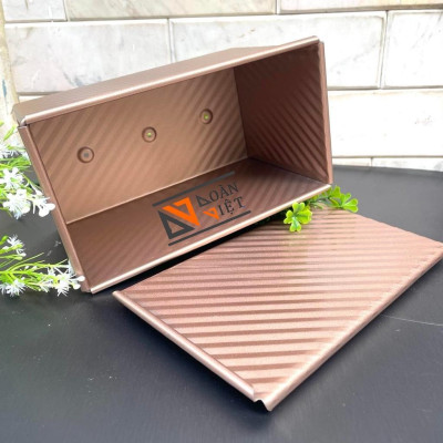 BÁNH MÌ SANDWICH vân GỢN SÓNG mẫu mới SIÊU ĐẸP C.Lượng. Khuôn bánh mì gối Thép CARBON chống dính màu VÀNG SANG TRỌNG. Ch