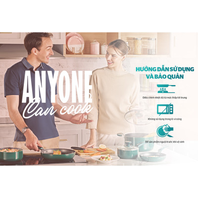 Bộ nồi chảo chống dính Sunhouse cao cấp AM1101G 8 món - Tiêu chuẩn Mỹ ( 1 chảo size 20cm, 1 chảo size 20cm, 1 quánh size 16cm , 1 quánh 20cm , 1 nồi size 24cm , 3 vung nồi các size 16/20/24cm)