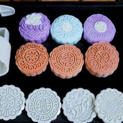 Khuôn Làm Bánh Trung Thu, Phục Linh Mini, Ép Tay Lò Xo Thông Minh, Tiện Lợi- Có 4 Mặt Hoạ Tiết Ngẫu Nhiên - hàng Loại 1 - Chính Hãng MINIIN