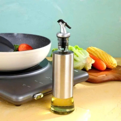 Bình Rót Gia Vị Dầu Ăn, Nước Mắm – Chai Thủy Tinh  200ML Bọc Inox Sang Trọng