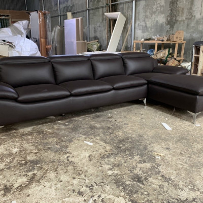 Sofa da Hàn Quốc Juno Sofa 3.1 m x 1.7 m, Đầu bật chân inox