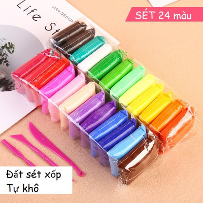 Đất Nặn 24 Màu Nhiều Chất Liệu An Toàn Cho Bé Có Kèm Bộ Dụng Cụ Cắt Học Tập Sáp Nặn Bột Nặn Sản Phẩm Đất Sét Tự Khô Siêu Nhẹ