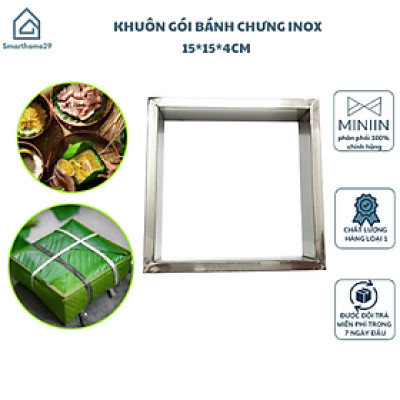 Khuôn Bánh Chưng Inox Kích Thước 15cmx15cm, Khuôn Gói Bánh Trưng Vuông Inox Siêu Bền Tiện Lợi - HÀNG CHÍNH HÃNG MINIIN