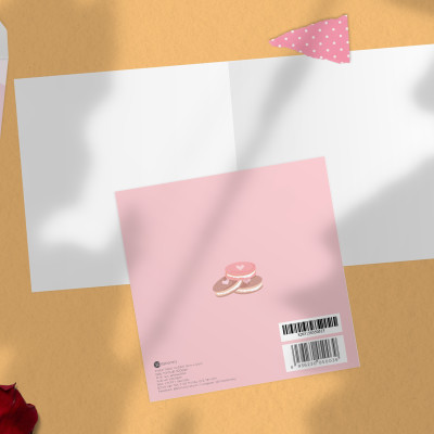 Thiệp tình yêu, Valentine, tỏ tình, SDstationery Simplest Moments, hình đôi heo dễ thương, màu hồng, vuông 12x12 cm