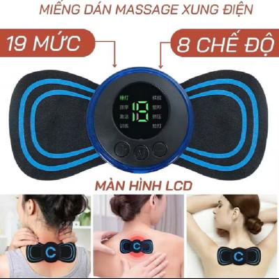 Máy massage xung điện mini 8 mức độ 19 cường độ xoa bóp giảm đau mỏi