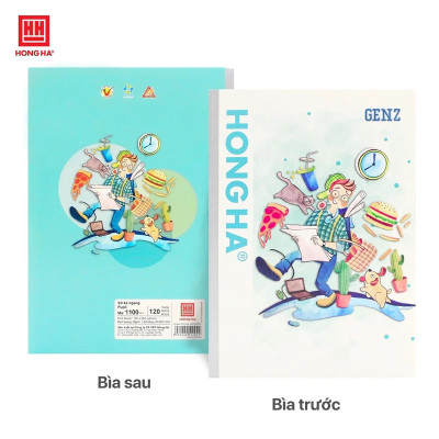 Vở kẻ ngang Hồng Hà 120 trang - Gáy vuông ép keo - GenZ 1100 định lượng 58 gm2 (Giấy mỏng) độ sáng 90-92 ISO, Khổ vở 180 x 252 mm (Giao bìa ngẫu nhiên)