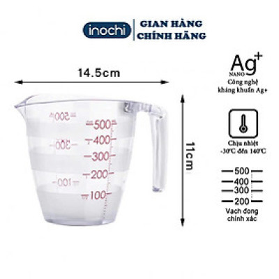 Cốc Đong YOKO INOCHI 200ml / 500ml – Ly Định Lượng Có Vạch Chia Rõ, Nhựa Nguyên Sinh An Toàn – Dùng Trong Nấu Ăn, Pha Chế