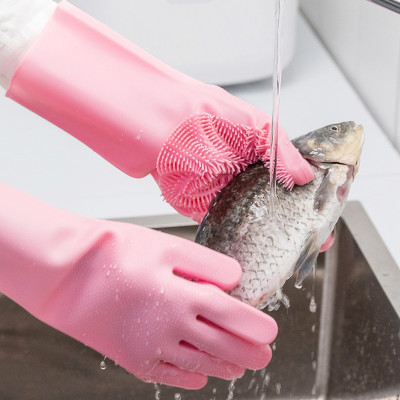 Găng Tay Rửa Chén Silicon Găng Tay Rửa Chén Bát Có Gai Vệ Sinh Nhà Cửa Đa Năng - Giao màu ngẫu nhiên