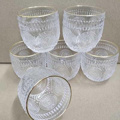 BỘ 6 CÔC THỦY TINH UỐNG NƯỚC CHỊU NHIỆT CAO CẤP VÂN TRỐNG ĐỒNG DẬP NỔI ĐÁY BẦU - VD131