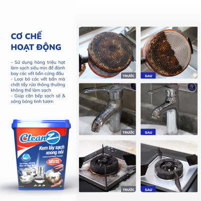 Kem tẩy xoong nồi đa năng Cleanz Aikomi 500g (TẶNG KÈM MIẾNG XỐP VỆ SINH)