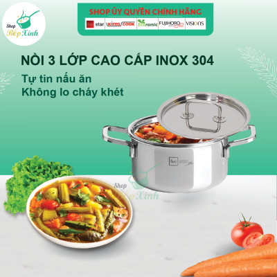 Bộ nồi xửng hấp inox 304 cao cấp Fivestar Plus 3 lớp đúc liền 4 chiếc nắp inox