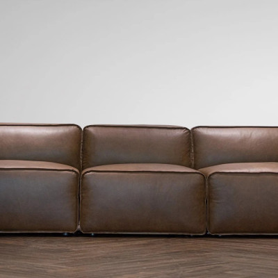 Sofa băng phòng khách hình khối Juno Sofa bọc da cao cấp 