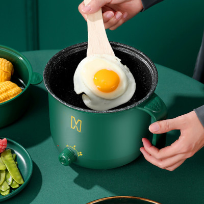 Nồi lẩu mini đa năng 2 tầng - Ca nấu mì điện núm xoay 2 nấc nhiệt kèm giá hấp chịu nhiệt miDoctor - Logo trên thân nồi hình ngẫu nhiên