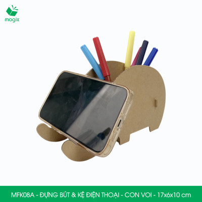 MFK08A - Đựng bút & kệ điện thoại bằng giấy carton - Hộp bút kiểu dáng Con voi - 17x6x10 cm