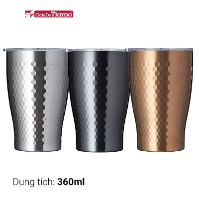 Ly giữ nhiệt inox hoa văn tổ ong 2 lớp phủ sứ Tiamo 360ml