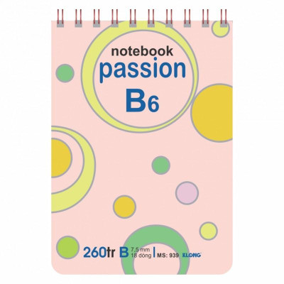 Sổ kẻ ngang lò xo kép ngang KLONG B6 260 trang 70/76; MS: 939