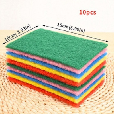 Miếng rửa chén chống xước HADA, gói 10 miếng, Giẻ rửa bát nhiều màu 15x10cm, Mút Lưới Xốp Rửa Chén Tạo Bọt, miếng bọt biển rửa chén 