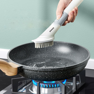 Cây Cọ Xoong Nồi Chảo Đa Năng Damas - Thiết Kế Ngăn Đựng Nước Tẩy Rửa Tiện Dụng - Bấm Nút 1 Chạm Để Lấy Nước Rửa - Chất Liệu Nhựa Cao Cấp Đạt Tiêu Chuẩn An Toàn Sử Dụng