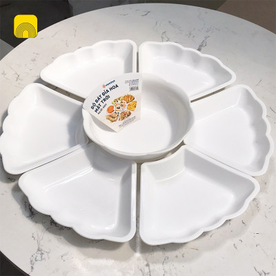 Bộ Bát Đĩa Hoa Mặt Trời Bé 6811 Việt Nhật Nhựa PP Màu Trắng Dùng Để Bày Đồ Cúng