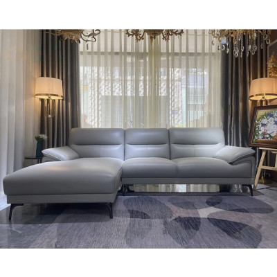 Sofa góc L da bò Italy Tundo màu xám SFLCT05 2m6 x 1m6 hàng cao cấp chuẩn da bò nhập khẩu Ý