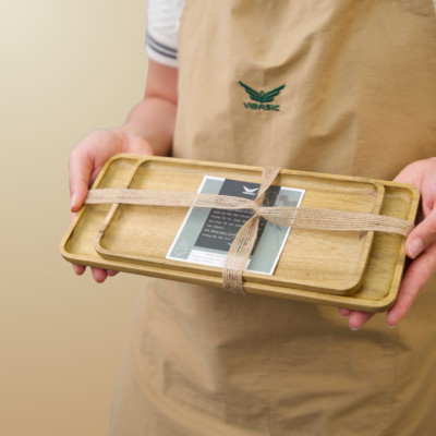 Khay gỗ keo đa năng hình chữ nhật Vibasic, đa dạng kích thước, chụp hình decor đựng đồ trang trí