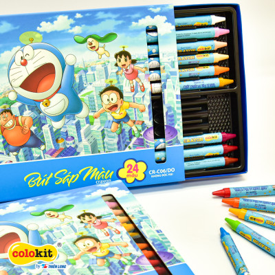 Sáp 24 màu Thiên Long Colokit Doraemon CR-C06/DO - Tiêu chuẩn Mỹ - Phiên bản Nobita