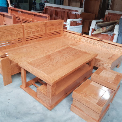 Sofa Góc Nhỏ Gỗ Sồi Mặt Liền màu đinh hương GNL-02