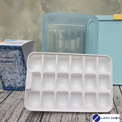 Hộp Bảo Quản Thực Phẩm, Trữ Đông LocknLock HFL104D18 Kèm Khay Đá 18 Viên Sản Xuất Hàn Quốc -1.65L