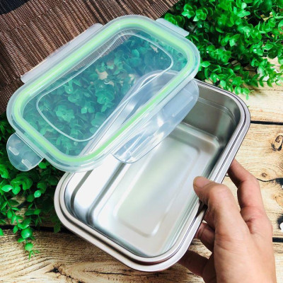 COMBO Bộ 3 Hộp BẢO QUẢN thực phẩm INOX 304 có NẮP. DỤng cụ đựng chứa trữ ĐA NĂNG trong tủ lạnh AN TOÀN SỨC KHOẺ. Chuyên