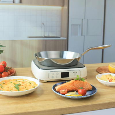 Chảo chiên rán inox 316 nguyên khối Hàn Quốc CIC68 size 20cm/24cm/26cm chống dịnh tự thân, đáy từ