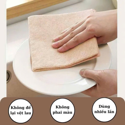 Set 10 Khăn Lau Xơ Mướp Làn Bếp, Bát Đũa Sạch Sẽ, Lau Sạch Vết Bẩn Dầu Mỡ - HÀNG CHÍNH HÃNG MINIIN