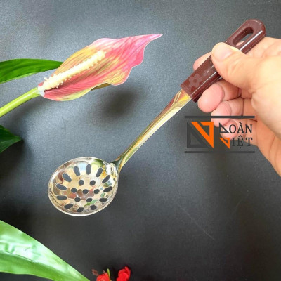 (Cán nâu) Muỗng Vá múc thạch, trân châu - Inox dày không rỉ, cán nhựa màu nâu (size mini 5. 5cm). Chuyên phục vụ Sp Gia