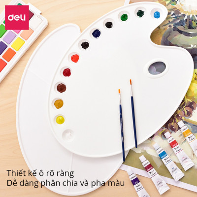 Khay pha màu 3 / 12 ngăn Deli - Có lỗ xỏ tay - 1 khay- 3 ngăn / 12 ngăn - 68301 / 68300