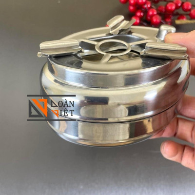 GẠT TÀN INOX 2 NGĂN - Có nút bấm, dày dặn, dễ vệ sinh. Chuyên phục vụ Sp Gia dụng, Khuôn làm bánh, Dụng cụ học Sinh, Nhà